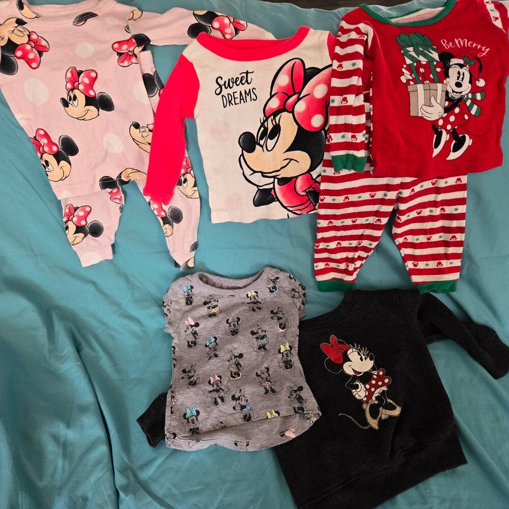 Toddler Girls Minnie Mouse PJs 12-18 Month Lot